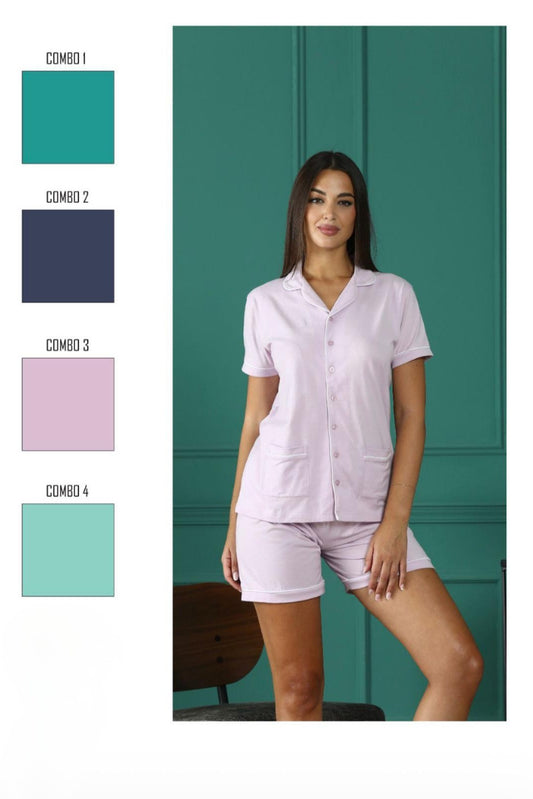 PCDA-6330 Pigiama donna aperto avanti e pantaloncino - PIGIAMA DONNA - capricci