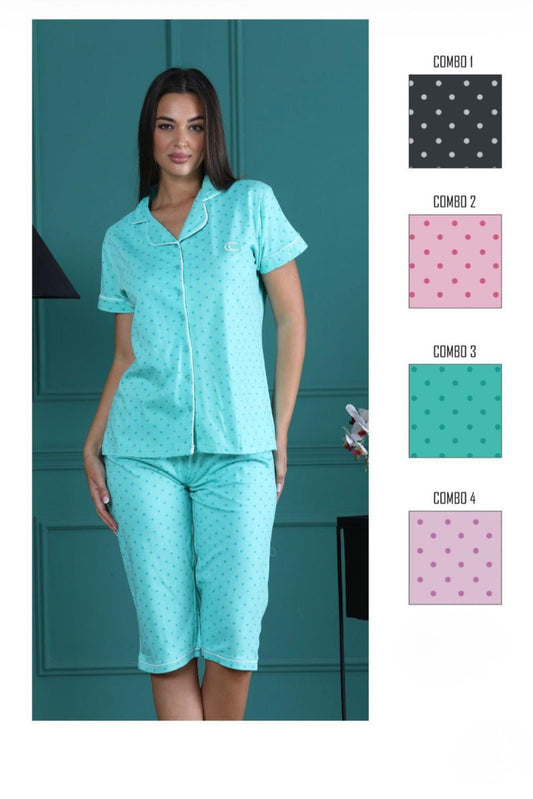 PCPA-6340 Pigiama donna mezza manica P.pinocchietto - PIGIAMA DONNA - capricci