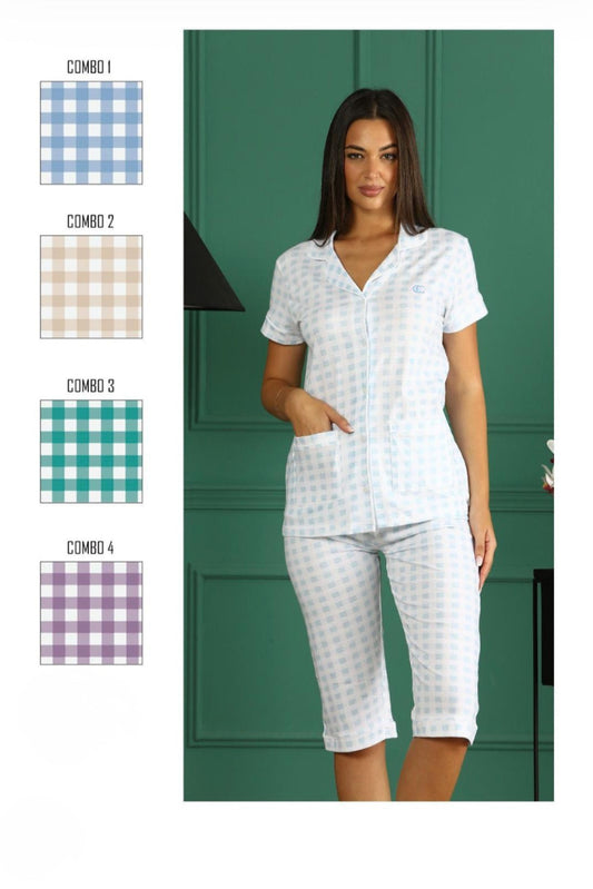 PCPA-6337 Pigiama donna corto mezza manica P.Pinochietto - PIGIAMA DONNA - capricci